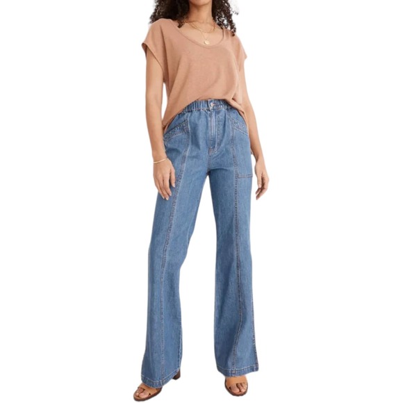 NWT Madewell Denim Pull-On Loose Flare Pants - Picture 2 of 16